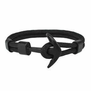 Anchor Bracelets | Mens All Black Anchor Bracelet Anchor Bracelets