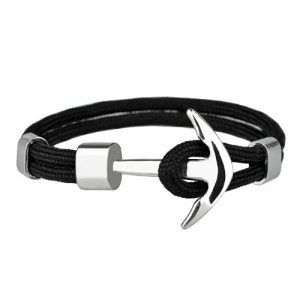 Anchor Bracelets | Mens Black Silver Anchor Bracelet Anchor Bracelets Anchor Bracelets