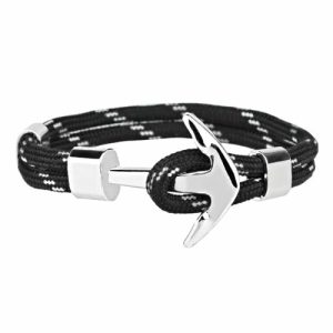 Anchor Bracelets | Mens Black White Silver Anchor Bracelet Anchor Bracelets Anchor Bracelets