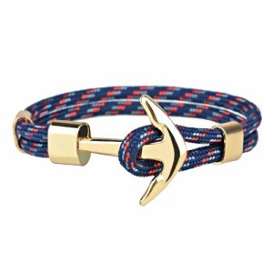 Anchor Bracelets | Mens Dark Blue Gold Anchor Bracelet Anchor Bracelets Anchor Bracelets