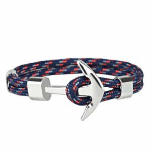 Anchor Bracelets | Mens Dark Blue Silver Anchor Bracelet Anchor Bracelets Anchor Bracelets