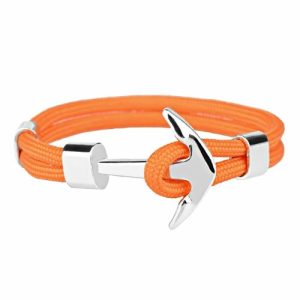 Anchor Bracelets | Mens Orange Silver Anchor Bracelet Anchor Bracelets Anchor Bracelets