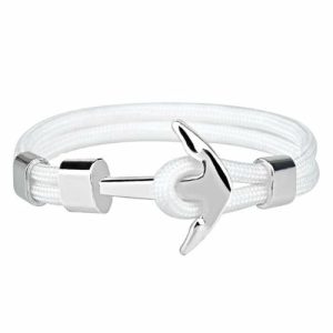 Anchor Bracelets | Mens White Silver Anchor Bracelet Anchor Bracelets Anchor Bracelets