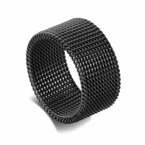 Band Rings | Mens Black Mesh Ring Band Rings Band Rings