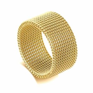 Band Rings | Mens Gold Mesh Ring Band Rings Band Rings