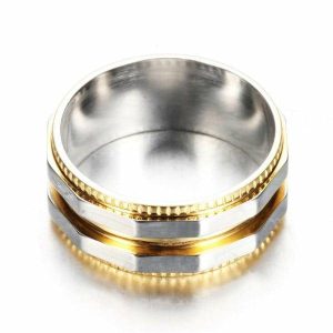 Band Rings | Mens Gold & Silver Dual Titanium Ring Band Rings Band Rings