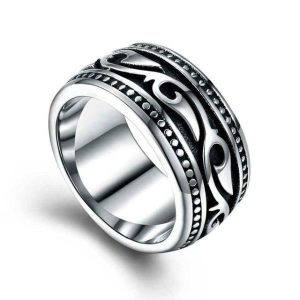 Band Rings | Mens Large Steel Tribal Ring Band Rings Band Rings