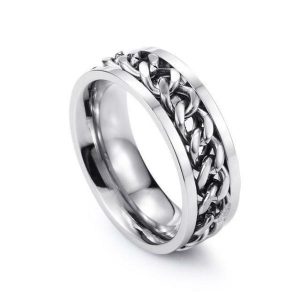 Band Rings | Mens Silver Chain Band Ring Band Rings Band Rings