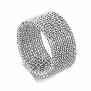 Band Rings | Mens Silver Mesh Ring Band Rings Band Rings