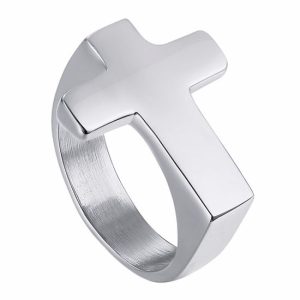 Band Rings | Mens Simple Silver Cross Ring Band Rings Band Rings