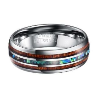 Band Rings | Mens Tungsten Koa Wood Ring Band Rings Band Rings