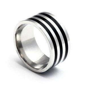 Band Rings | Mens Wide Striped Ring Band Rings Band Rings