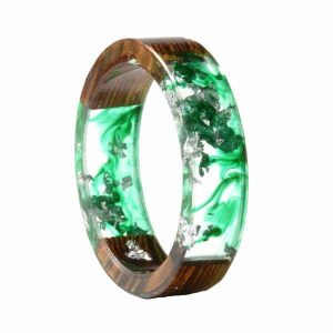 Band Rings | Mens Wood Epoxy Ring Green Band Rings Band Rings