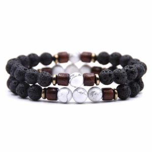 Beaded Bracelets | Mens Beaded Marble Wooden Bracelet Set Beaded Bracelets Beaded Bracelets