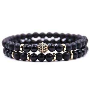 Beaded Bracelets | Mens Black Sub Zero Bracelet Set Beaded Bracelets Beaded Bracelets