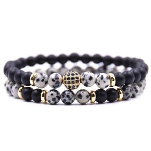 Beaded Bracelets | Mens Dalmatian Sub Zero Bracelet Set Beaded Bracelets Beaded Bracelets