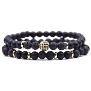 Beaded Bracelets | Mens Lava Stone Sub Zero Bracelet Set Beaded Bracelets Beaded Bracelets