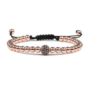 Beaded Bracelets | Mens Rose Gold Luxury Bead Bracelet Beaded Bracelets Beaded Bracelets