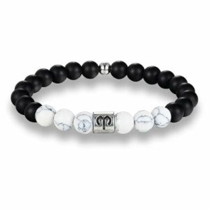 Beaded Bracelets | Mens White Beaded Zodiac Bracelet Beaded Bracelets Beaded Bracelets