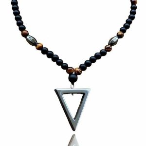 Beaded Necklaces | Mens Beaded Triangle Pendant Necklace Beaded necklaces Beaded necklaces