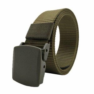 Belts | Mens Army Green Web Belt With Plastic Buckle Accessories Belts