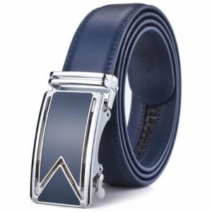 Belts | Mens Blue Leather Dress Belt Accessories Belts