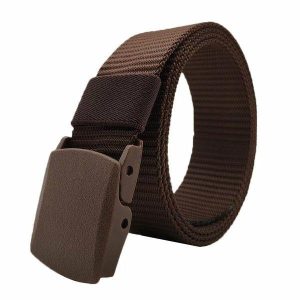 Belts | Mens Brown Web Belt With Plastic Buckle Accessories Belts