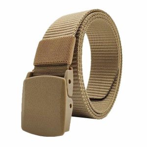 Belts | Mens Camel Web Belt With Plastic Buckle Accessories Belts