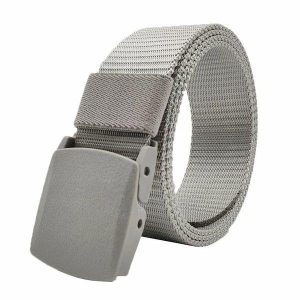 Belts | Mens Grey Web Belt With Plastic Buckle Accessories Belts