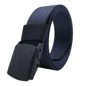 Belts | Mens Navy Blue Web Belt With Plastic Buckle Accessories Belts