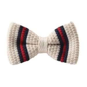 Bow ties | Mens Knitted Bow Tie White/Red Accessories Bow ties