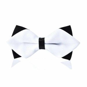 Bow ties | Mens White Pre-Tied Diamond Bow Tie Accessories Bow ties