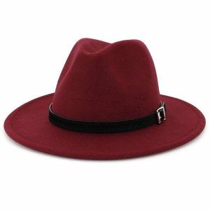 Caps & Hats | Mens Classic Burgundy Fedora Accessories Caps & Hats