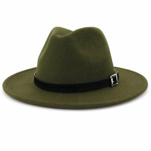 Caps & Hats | Mens Classic Olive Green Fedora Accessories Caps & Hats