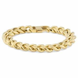 Chain Bracelets | Mens 12mm Gold-Toned Chain Bracelet Bracelets Chain Bracelets