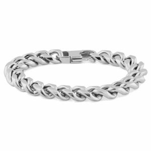 Chain Bracelets | Mens 12mm Silver-Toned Chain Bracelet Bracelets Chain Bracelets