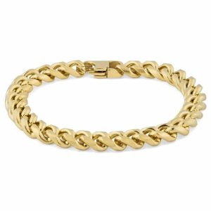 Chain Bracelets | Mens 8mm Gold-Toned Chain Bracelet Bracelets Chain Bracelets