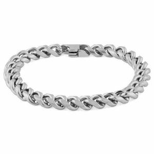 Chain Bracelets | Mens 8mm Silver-Toned Chain Bracelet Bracelets Chain Bracelets