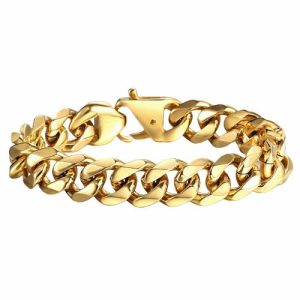 Chain Bracelets | Mens Gold Heavy Cuban Link Chain Bracelet Bracelets Chain Bracelets