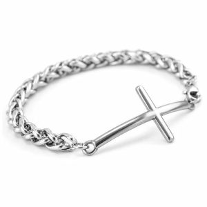 Chain Bracelets | Mens Stainless Steel Cross Chain Bracelet Bracelets Chain Bracelets