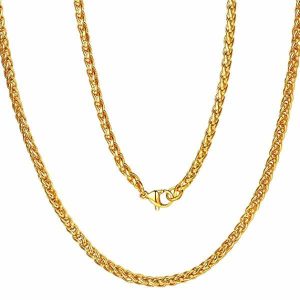 Chains | Mens 10mm Gold Braided Wheat Chain Necklace Accessories Chains