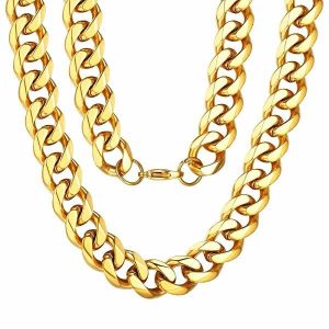 Chains | Mens 10mm Gold Curb Chain Necklace Accessories Chains