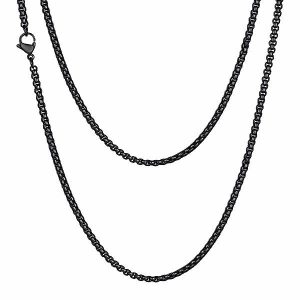 Chains | Mens 2mm Black Box Chain Necklace Accessories Chains