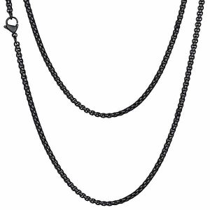 Chains | Mens 3mm Black Box Chain Necklace Accessories Chains