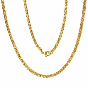 Chains | Mens 3mm Gold Braided Wheat Chain Necklace Accessories Chains