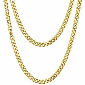 Chains | Mens 5mm Gold Curb Chain Necklace Accessories Chains