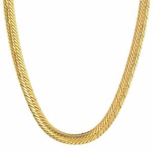 Chains | Mens 5mm Gold Herringbone Chain Necklace Accessories Chains