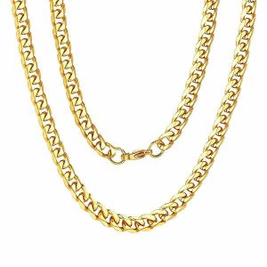 Chains | Mens 6.4mm Gold Curb Chain Necklace Accessories Chains