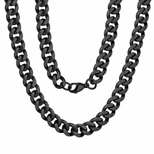 Chains | Mens 7.5mm Black Curb Chain Necklace Accessories Chains