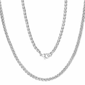 Chains | Mens 7mm Silver Braided Wheat Chain Necklace Accessories Chains